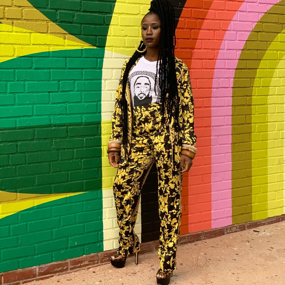 Fashion Nova Two Piece Baroque Versace Pant Set